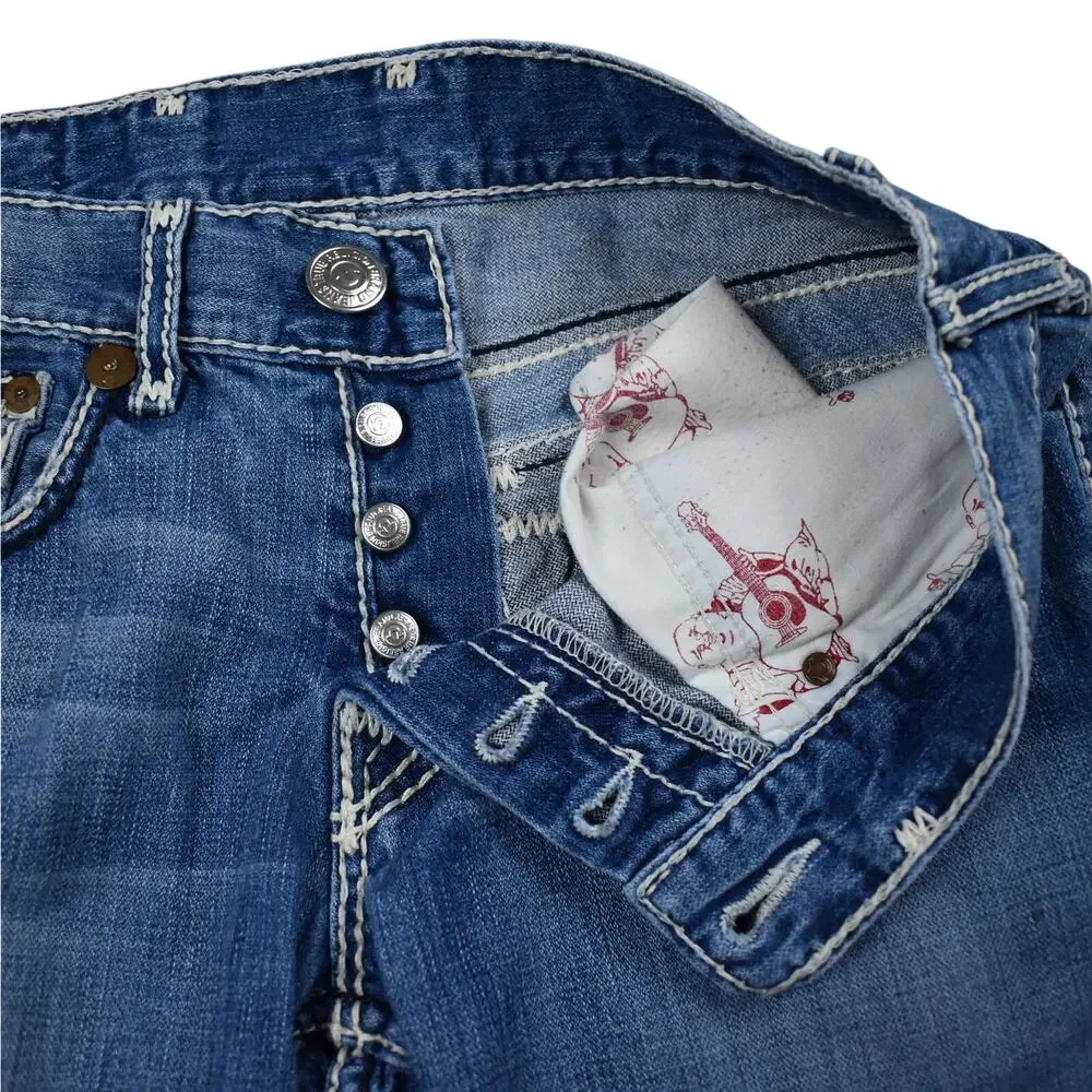 Vintage True Religion Jean Shorts Men's 31 (33) Ricky Blue Denim Cut Off Y2K USA